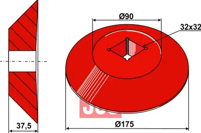 Ende skive yderst for 30x30 - JDD Utstyr