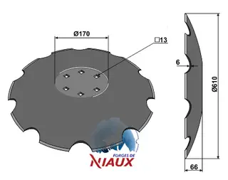 Notched disc til Forges de Niaux Ø625mm, tykkelse 6mm