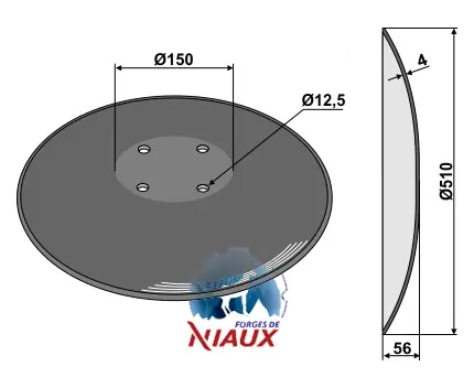 Tallerken glattØ510x4 m. fladt center - JDD Utstyr