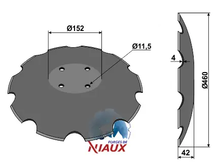 Tallerken tagget Ø460x4 m. fladt center - JDD Utstyr