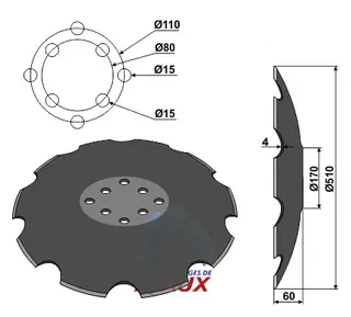 Tallerken tagget &#216;510x4 m. fladt center Agrisem