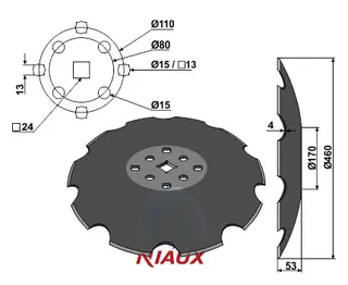 Notched disc til Niaux Ø460x4, 10 notches