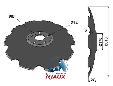 Tallerken tagget Ø510x6 m. fladt center - JDD Utstyr