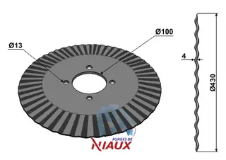 Rulleskjær til Forges de Niaux Ø430x4, 50 bølger, Ø135