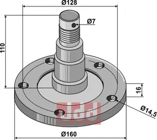 Bæreflens med aksel Boring 5xØ14,5, Ø128