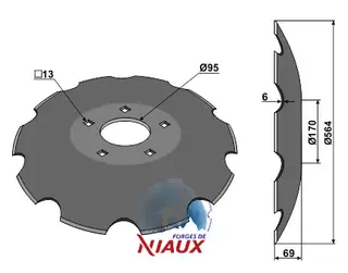 Notched disc til Dal-Bo Ø568x6mm, 10 notcher