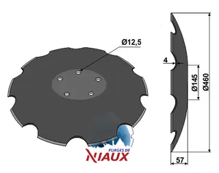 Notched disc til Farmet Ø460x4, 9 notches, 57 concavity