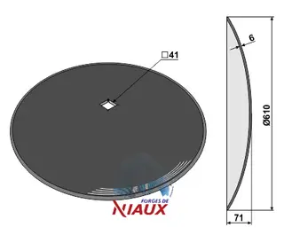 Skålskjær til Grégoire Besson Ø610, tykkelse 6mm, firkantaksel