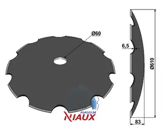 Notched disc til Salford Ø610x6,5mm, 10 notches