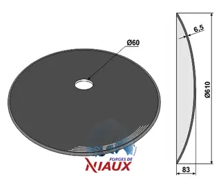 Konkav tallerken Ø610 til Salford Ø610x6,5 mm, 83 konveksitet