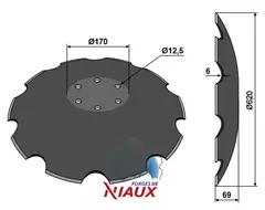 Tallerken tagget Ø620x6 Niaux