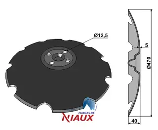 Notched disc til Forges de Niaux Ø470x5, for Carrier 925-1225