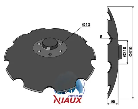 Notched disc til Niaux Ø610x6 mm, 10 notches