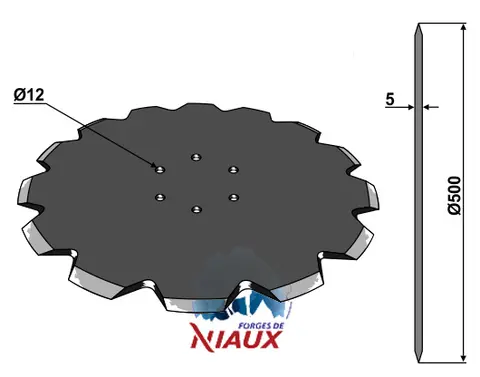 Coulter Ø500x5 til Huard, Kuhn Diameter Ø500, tykkelse 5 mm