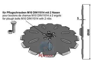 Coulter for plow Amazone Ø500mm, 14 notches, 5mm tykkelse