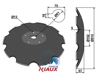 Notched disc til Niaux Ø515mm, tykkelse 5mm