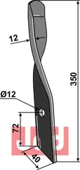 Spadeharve kniv for Dyna-Drive, venstre Bomford