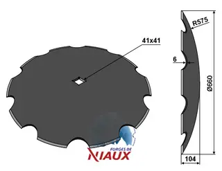 Notched disc til Grégoire Besson Ø660x6, 10 notches, 575 radius