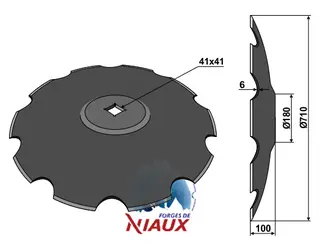 Notched disc til Agrometall Ø710, 10 notches, 6mm tykk