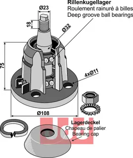 Lager med gjenger M20 Ø86, passer til ukjent merke