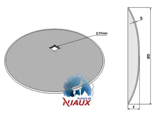 Glattedisk Ø660x8 for NIAUX Ø660, tykkelse 8mm, firkantaksel