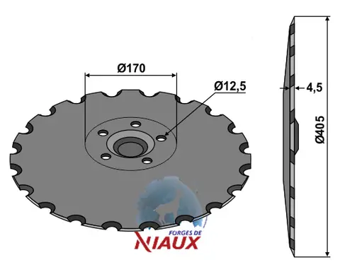 Såskive Ø405x4,5 til Väderstad Ø405, Rapid 300-400 C/S, 20 notcher