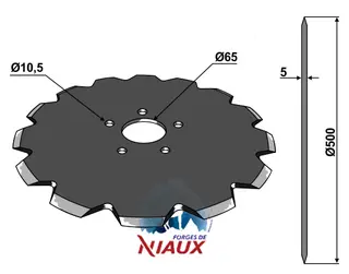 Coulterfor til Huard plog Ø500x5, 10 notcher, Ø100