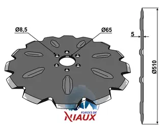 Rulleskjær NIAUX til Rabe Ø510mm, 14 notches, tykkelse 5