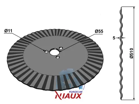 Coulter Ø510x5 til Niaux Ø510mm, tykkelse 5mm, 50 bølger