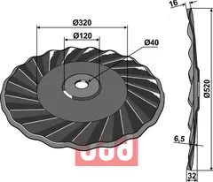 Tallerken bølgede Ø520x6,5 - høyre Case IH