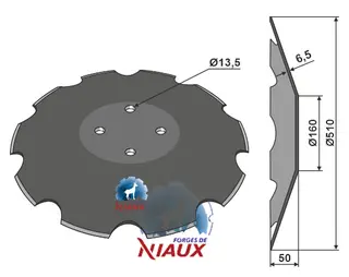 Notched disc til Forges de Niaux Ø510mm, tykkelse 6,5mm