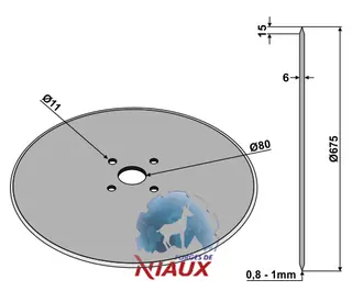 Coulter Ø675x6 til Forges de Niaux Ø675, tykkelse 6, PCD Ø105