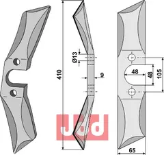 Rotorharve kniv vridd boron stål venstre Rabe/Pöttinger