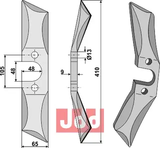 Rotorharve kniv vridd boron stål høyre Rabe/Pöttinger