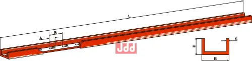 U-profil avskraperbom - 3000mm - JDD Utstyr