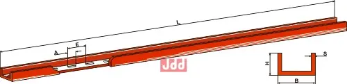 U-profil avskraperbom - 3000mm - JDD Utstyr