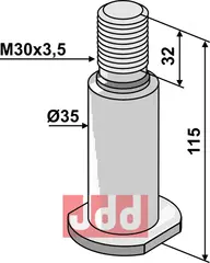 Aksel med gjenge M30x3,5