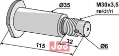 Aksel med gjenge M30x3,5