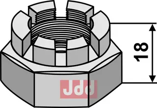 KronMutter M30x3,5 for 30x30 firkantet aksel