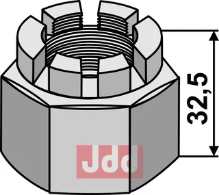 KronMutter M30x3,5 for 30x30 firkantet aksel