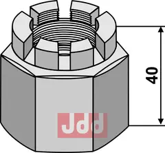 KronMutter M39x4 for 40x40 firkantet aksel