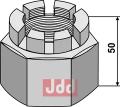 KronMutter M48x2 for 50x50 firkantet aksel