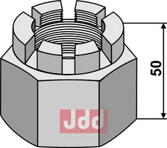 KronMutter M48x5 for 50x50 firkantet aksel