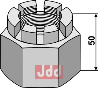 KronMutter M48x5 for 50x50 firkantet aksel