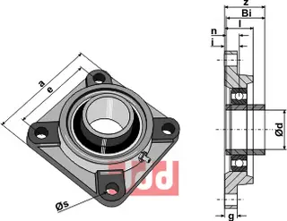 Spennlager UCF - Ø80 Boring: 31, Hole: 80, Bredde: 250