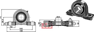 Pedestal bearing UCP - Ø25 Boring 13x16, hull 25mm