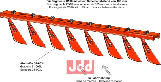 Avskrapersett m. 11 stk - venstre - JDD Utstyr