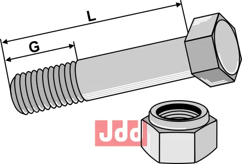 Bolt M16x2x120 - 8.8 m. Låsemutter - JDD Utstyr