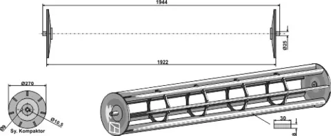 Jordpakkervalse L 1944 mm