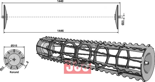 Jordpakkervalse (tagget) - 1440mm - JDD Utstyr